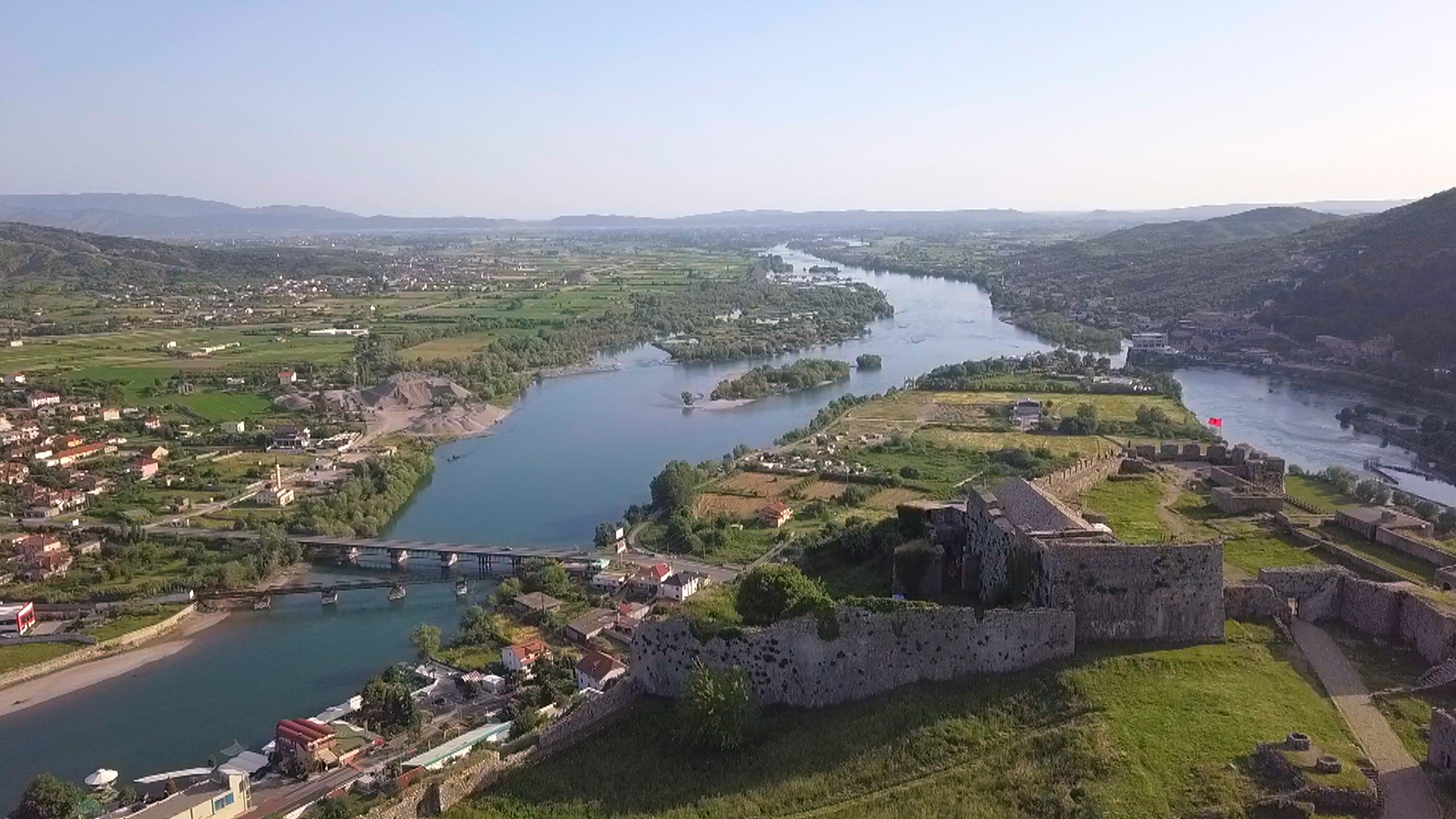Shkodra-Burg-Rozafa-Luftaufnahme