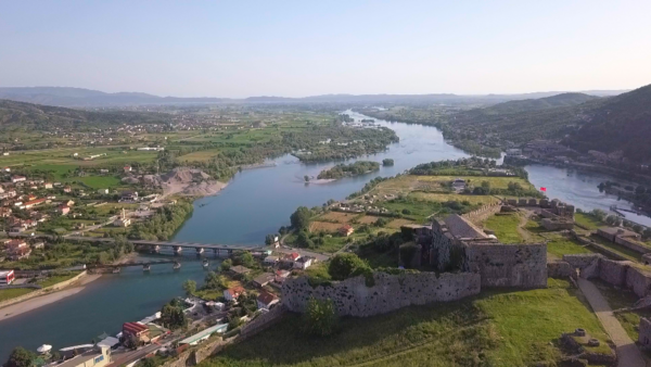 Shkodra-Burg-Rozafa-Luftaufnahme